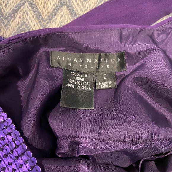 Aidan Mattox Purple Chiffon Sequin Strap Dress | Size 2 - Picture 9 of 12